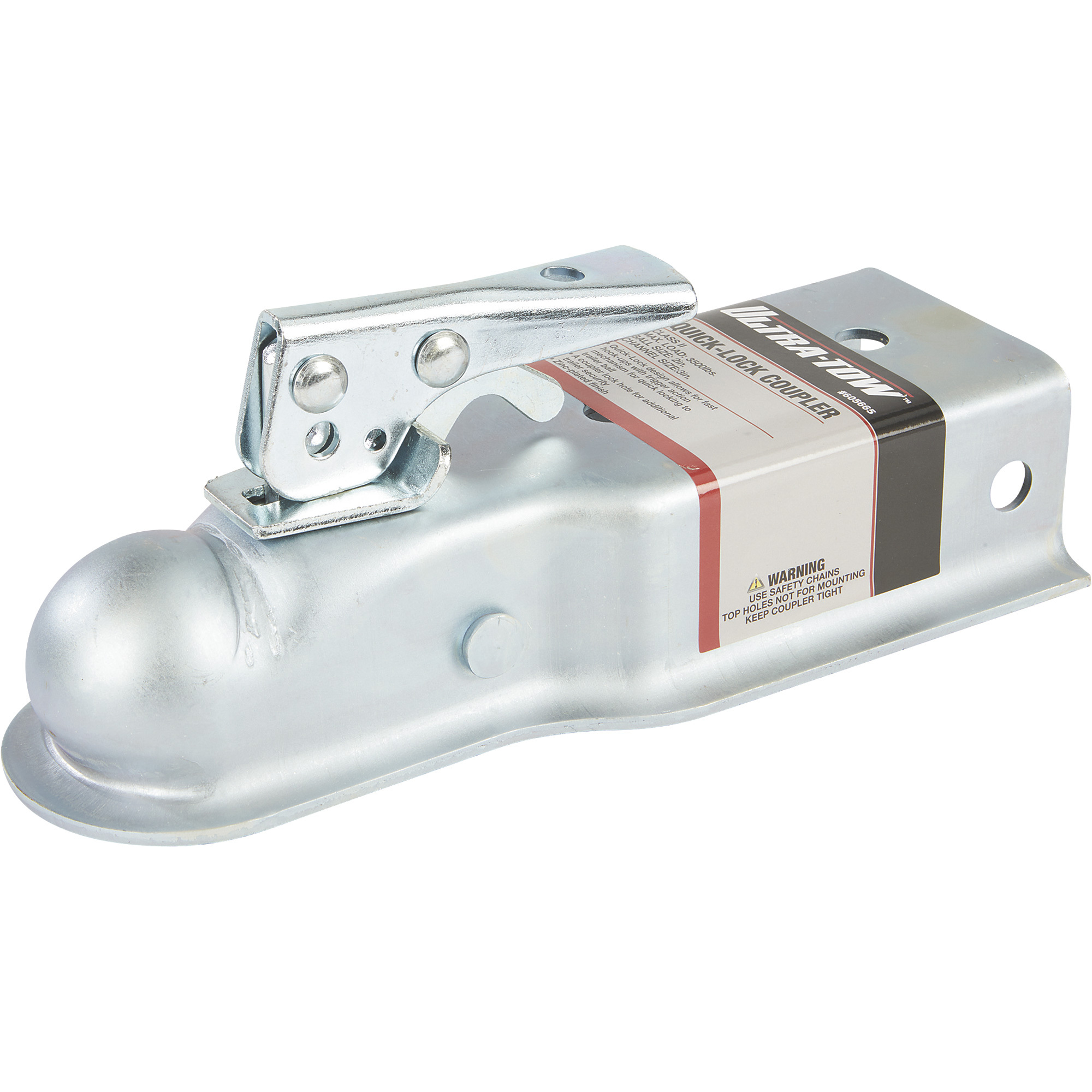 Ultra-Tow 2in. Trailer Coupler, Fits 2in. Ball/3in. Channel, 3500-Lb. Capacity, Model# 605665a